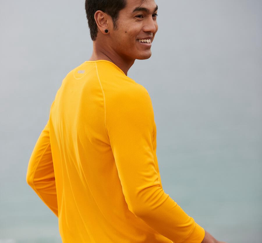 Hoka One One Tops Mens Yellow - Performance 3/4 Sleeve - 14260IRBE